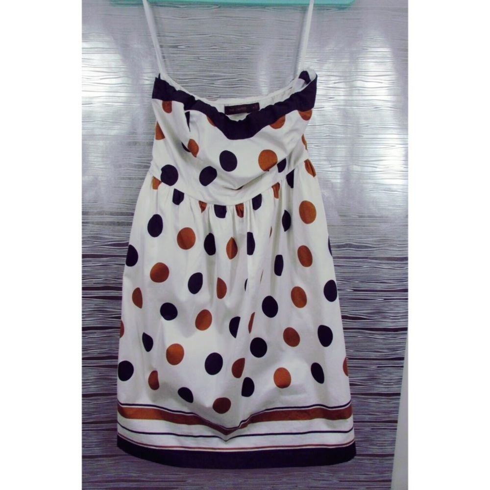 EUC—Mustard gold, navy&white pattern strapless